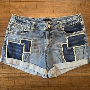 I Love Ronson Patch Designs Cuffed Denim Shorts Size‎ 6